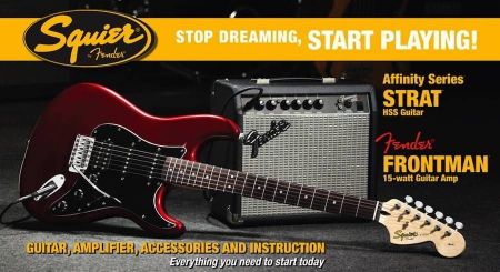 Slika FENDER SQ Affinity Series™ Stratocaster® HSS with Fender Frontman® 15G Amp, Cand