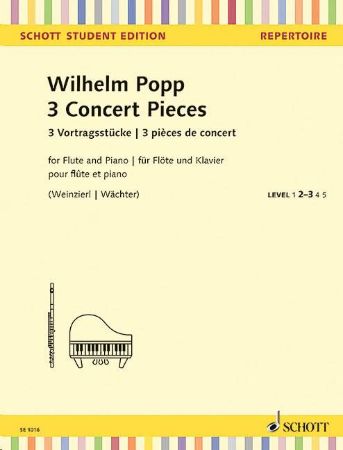 POPP:3 CONCERT PIECES FOR FLUTE AND PIANO