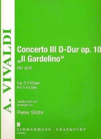 Slika VIVALDI:CONCERTO III D-DUR OP.10 RV 428 IL GARDELINO FOR 5 FLUTES
