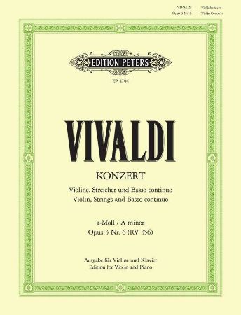 Slika VIVALDI:KONZERT A-MOLL RV356 OP.3 NR.6  VIOLINE AND PIANO