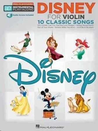 DISNEY FOR VIOLIN 10 CLASSIC SONGS EASY PLAY ALONG +AUDIO ACC.