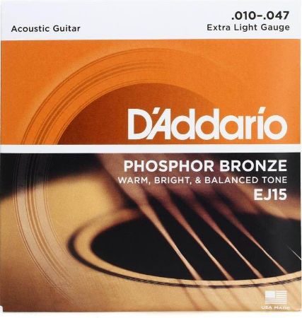 Slika DAddario strune za akustično kitaro EJ15 ph.bronze 10-47