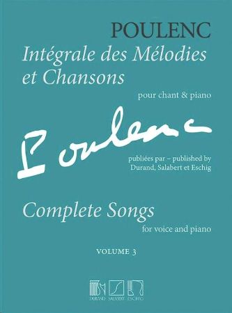 Slika POULENC:INTEGRALE DES MELODIES ET CHANSONS FOR VOICE AND PIANO VOL.3