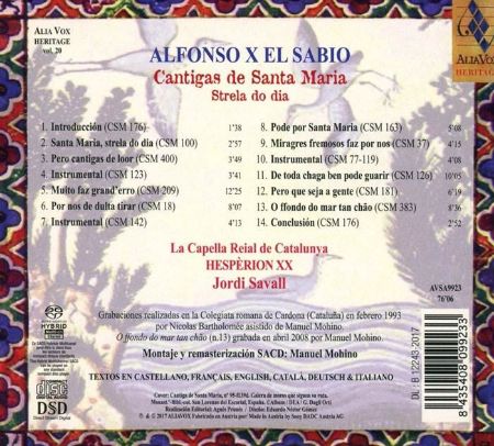 ALFONSO X EL SABIO/CANTIGAS DE SANTA MARIA STRELA DO DIA/SAVALL