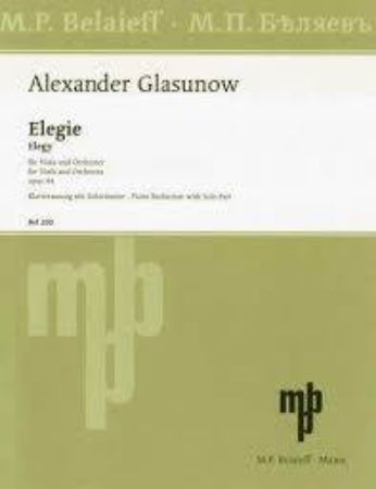GLASUNOW:ELEGIE FOR VIOLA OP.44 VIOLA AND PIANO