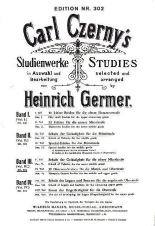 CZERNY/GERMER:KLAVIER ETUDEN 3