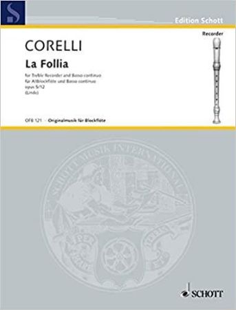 CORELLI:SONATA LA FOLLIA OP.5/12 TREBLE RECORDER