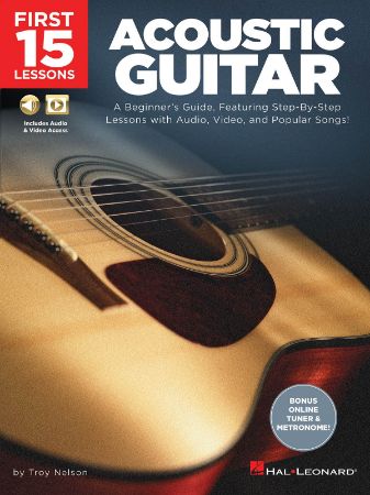 FIRST 15 LESSONS ACOUSTIC GUITAR + AUDIO VIDEO ACCESS
