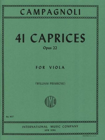 CAMPAGNOLI;41 CAPRICES OP.22, VIOLA AND PIANO
