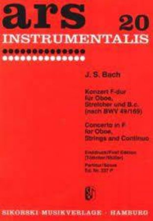 BACH:KONZERT F-DUR BWV 49/169 OBOE STREICHER UND B.C. SCORE