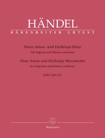 HANDEL:NINE AMEN AND HALLELUJA MOVMENTS HWV 269-277 FOR SOPRANO AND BASSO CON.