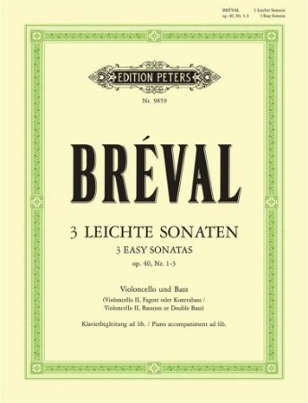BREVAL3 EASY SONATAS OP.40 NO.1-3 VIOLONCELLO AND PIANO