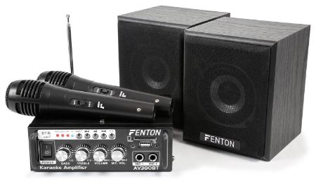 Fenton AV380BT stereo karaoke hi-fi ojačevalec 2x 40w z dvema mikrofonoma