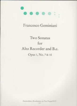 GEMINIANI:TWO SONATAS FOR ALTO RECORDER AND B.C. OP.1 NO.7 & 10