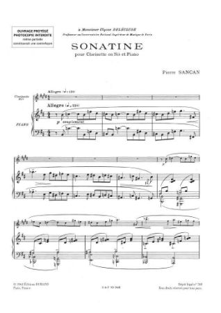 SANCAN P.:SONATINE POUR CLARINETE ET PIANO