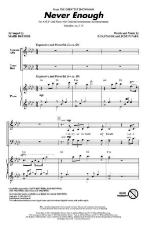 PASEK:NEVER ENOUGH FROM THE GREATEST SHOWMAN SATB
