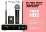 NOVOX brezžični mikrofonski sistem z enim ročnim in enim naglavnim mik. FREE HB2