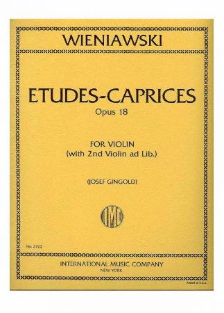 WIENIAWSKI:ETUDES-CAPRICES OP.18 FOR VIOLIN (WITH 2ND VIOLIN AD LIB.)