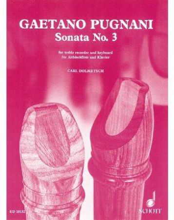 PUGNANI:SONATA NO.3 FOR TREBLE RECORDER AND PIANO