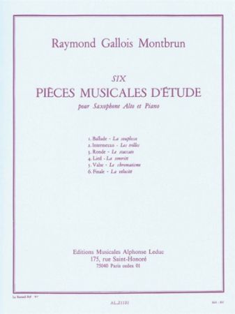 GALLOIS MONTBRUN:SIX PIECES MUSICALES D'ETUDE