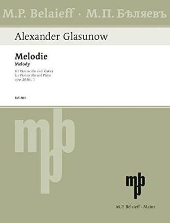 GLASUNOW:MELODIE/MELODY OP.20NO.1 CELLO AND PIANO