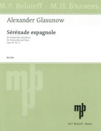 GLASUNOW:SERENADE ESPAGNOLE OP.20 NO.2 CELLO AND PIANO