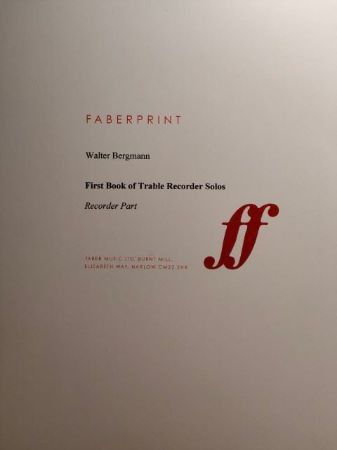 BERGMANN:FIRST BOOK OF TRABLE RECORDER SOLOS RECORDER PART