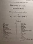 BERGMANN:FIRST BOOK OF TRABLE RECORDER SOLOS RECORDER PART
