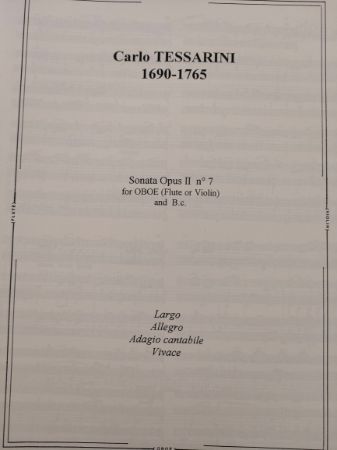 TESSARINI:SONATA OP.2 NO.7 FOR OBOE (FLUTE OR VIOLIN) AND B.C.