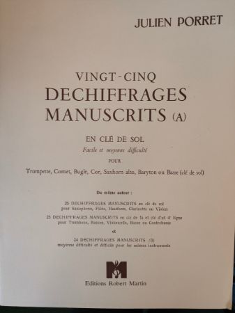 PORRET:VINGT-CINQ DECHIFFRAGES MANUSCRIT