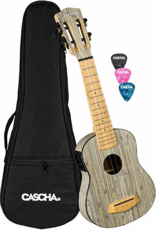 CASCHA Soprano Ukulele Bamboo Graphite + EQ incl.bag HH-2315E