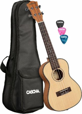 CASCHA Concert Ukulele Spruce Solid Top Lefthand incl.bag HH-2151L