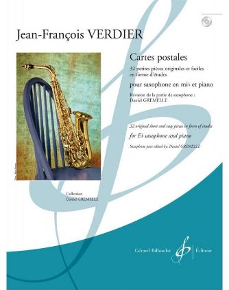 VERDIER:CARTES POSTALES 32 ORIGINAL PIECES + CD SAXOPHONE AND PIANO