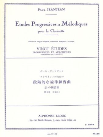 JEANJEAN:ETUDES PROGRESSIVES ET MELODIQUES POUR LA CLARINETTE VINGT ETUDES VOL.3